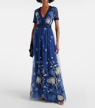 Floral embroidered gown | Costarellos