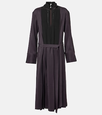 Pleated wool and silk midi dress | Joseph