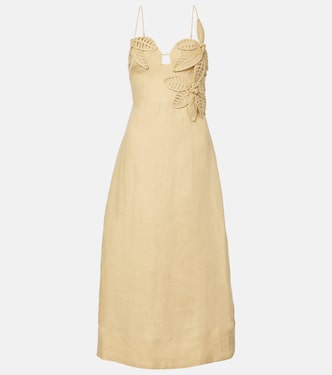 Midikleid Sand aus Leinen | Farm Rio