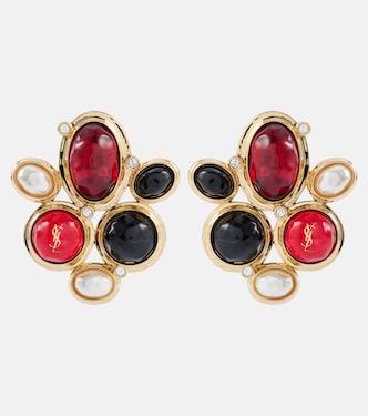 Cassandre embellished clip-on earrings | Saint Laurent