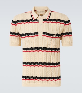 VLogo pointelle striped cotton polo shirt | Valentino