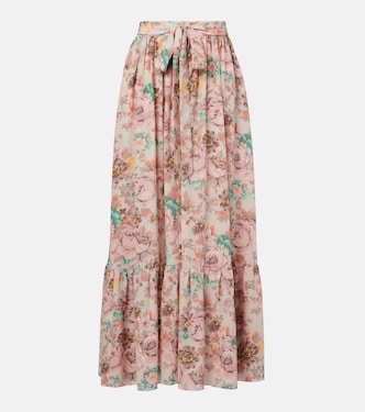 Gathered silk crêpe de chine maxi skirt | Chloé