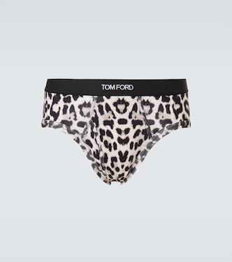 Leopard-print cotton-blend briefs | Tom Ford