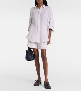 Chemise Monili rayée en lin  | Brunello Cucinelli