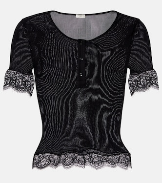 Lace-trimmed silk jersey top | Saint Laurent