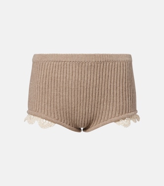 Crochet-trimmed cashmere shorts | Magda Butrym