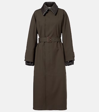 Leather-trimmed trench coat | Bottega Veneta