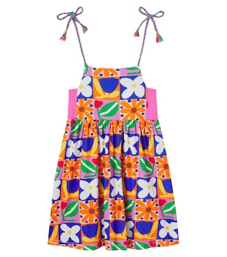 Checked floral cotton dress | Fábula