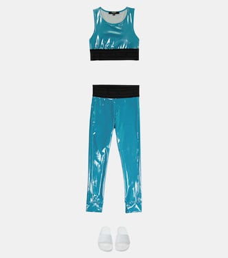 Leggings in vinile con logo | Balmain Kids