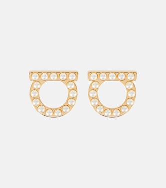 Gancio faux pearl-embellished earrings | Ferragamo