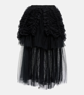 Falda midi de tul fruncida | Noir Kei Ninomiya
