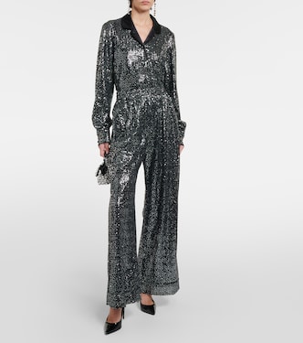 Pantalon ample à taille haute à sequins | Dolce&Gabbana