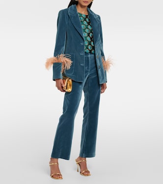 Blazer in velluto di cotone con piume | La DoubleJ