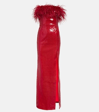 Robe bustier Nika à sequins et plumes | Rebecca Vallance