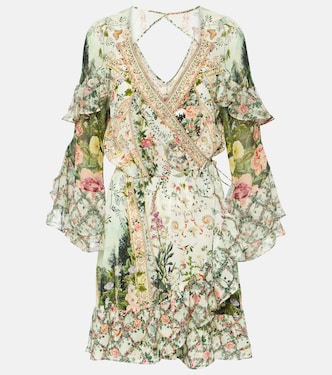 Ruffled floral silk crêpe wrap dress | Camilla