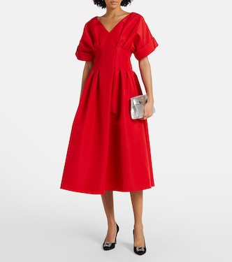 Vestido midi de seda fruncido | Carolina Herrera