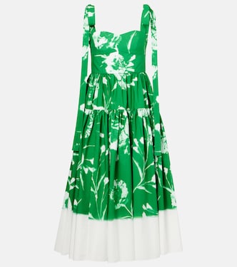 Floral cotton poplin midi dress | Erdem