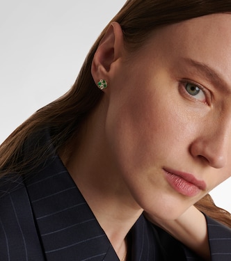 Cocktail 14kt gold earrings with emeralds and diamonds | Sydney Evan