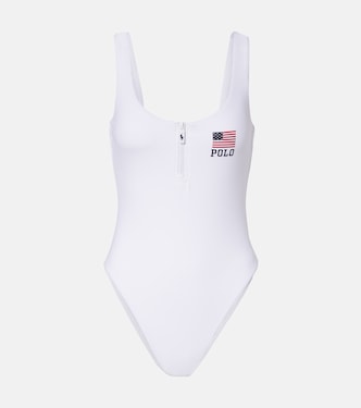 Zipper Scoop Tank logo swimsuit | Polo Ralph Lauren