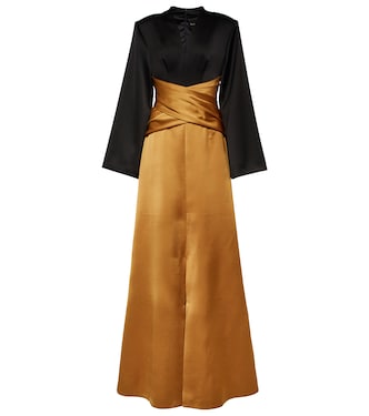 Zweifarbige Robe aus Satin | Rasario