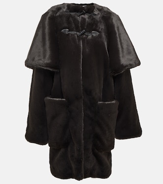 Mantel aus Faux Fur mit Leder | Alaïa