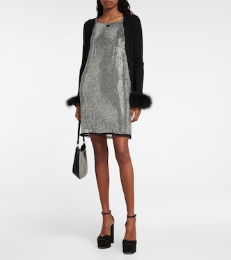 Cardigan en soie à plumes | Prada