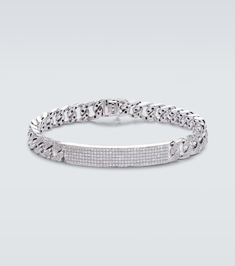 18kt white gold curb chain bracelet with diamonds | Shay Jewelry