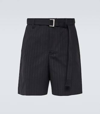 Chalk stripe wool-blend shorts | Sacai