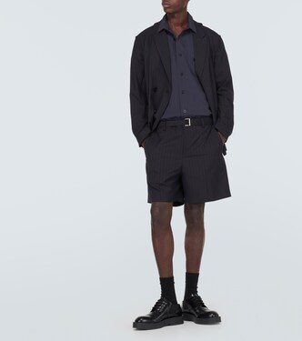 Chalk stripe wool-blend shorts | Sacai