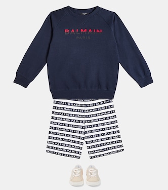 Felpa in jersey di cotone con logo | Balmain Kids