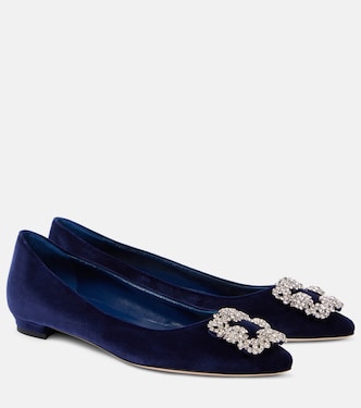 Ballerinas Hangisi aus Samt mit Kristallen | Manolo Blahnik