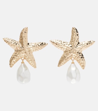 Faux pearl-embellished gold-plated earrings | Self-Portrait