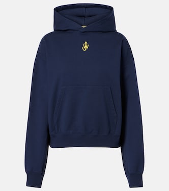 Anchor embroidered cropped cotton hoodie  | JW Anderson