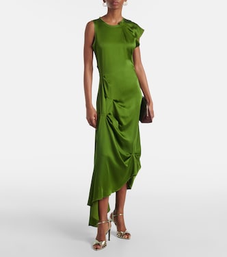 Robe midi asymétrique en satin | Victoria Beckham