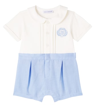 Baby - Body in cotone e lino con logo | Dolce&Gabbana Kids