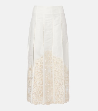 Rosemary linen-blend midi skirt | Alémais