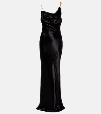 Chain-detail draped satin gown | Balmain