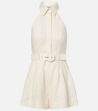 Awaken halterneck linen romper | Zimmermann