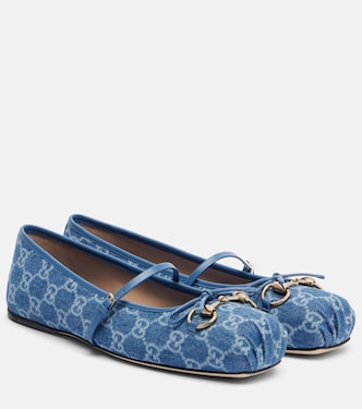 Gucci Horsebit GG denim ballet flats | Gucci