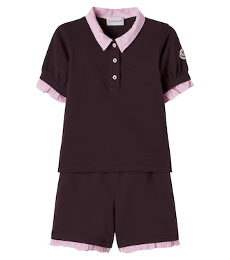 Cotton polo shirt and shorts set | Moncler Enfant