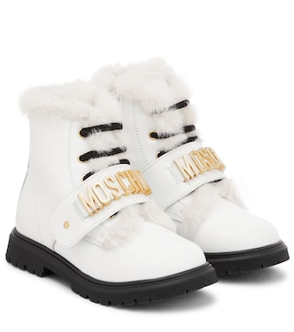 Logo leather boots | Moschino Kids