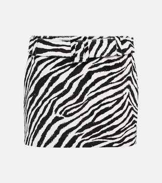 Mini-jupe en coton à imprimé zébré | Alessandra Rich