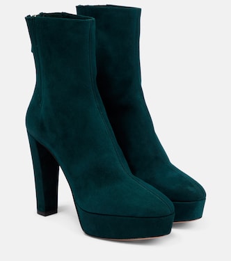 Saint Honoré 120 suede platform ankle boots | Aquazzura