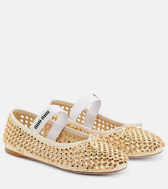 Verzierte Ballerinas aus Leder | Miu Miu