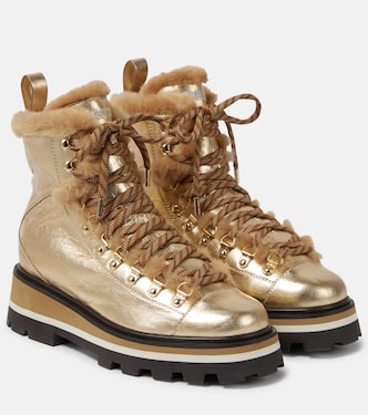 Schnürstiefel Chike aus Metallic-Leder mit Shearling | Jimmy Choo