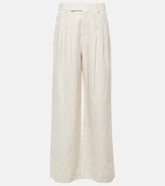 Pantalones anchos de algodón y lino de tiro medio | Frame