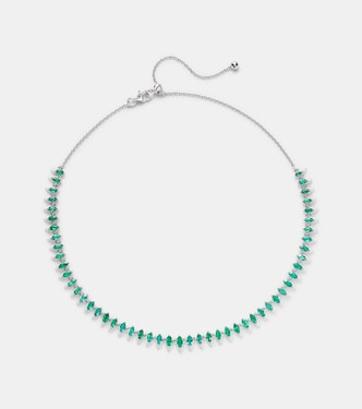 Choker aus 18kt Weißgold mit Emaille und Smaragden | Kamyen