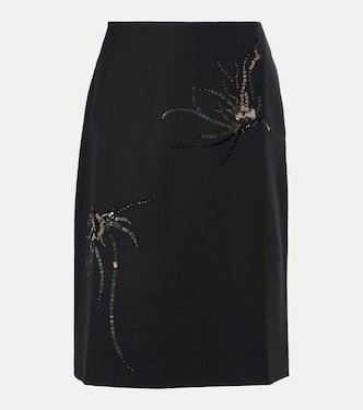 Gonna a tubino in lana con paillettes | Jacques Wei