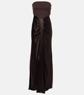 Wayfaring gathered strapless midi dress | Staud