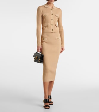 Gonna a tubino in maglia a coste | Balmain